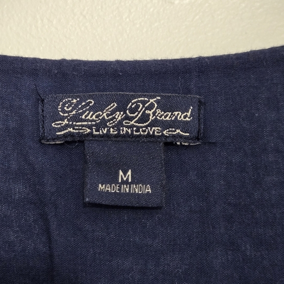 Lucky Brand Blue Embroidered Boho Denim Style Cardigan Jacket Women’s Size M - Picture 7 of 15